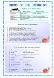 English Worksheet: Forms of the infinitive