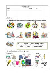 English Worksheet: School- test