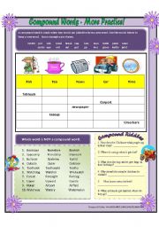 English Worksheet: Compound Words 2 - Extra Practice