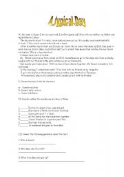 English Worksheet: A typical day