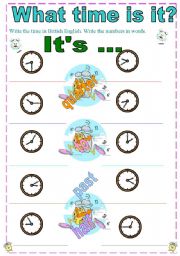 English Worksheet: what time is it????
