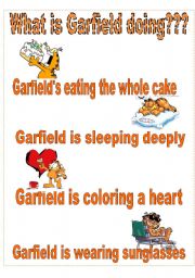 English Worksheet: What is Garfield doing???