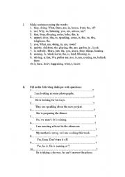 English Worksheet: present continuous