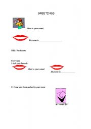 English worksheet: Greetins