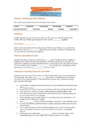 English Worksheet: Holiday Budget Cloze Activity