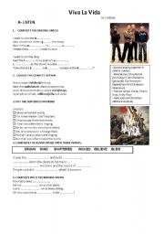 English Worksheet: Viva La Vida by Coldplay