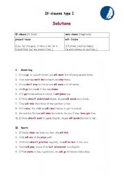 English worksheet: conditionals type I