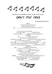 English Worksheet: Dont cry Joni and Way back into live
