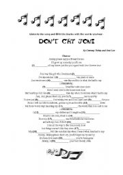 English worksheet: Dont cry Joni and Way back into live