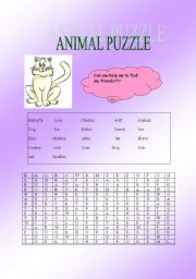 English Worksheet: animal crossword