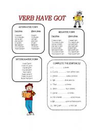 English Worksheet: PRESENT SIMPLE- HAVE GOT