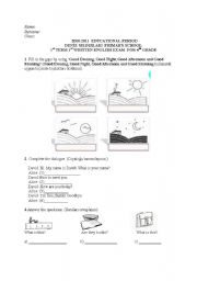 English Worksheet: 1st TERM 1st WRITTEN ENGLISH EXAM  FOR 4th GRADE