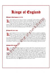 English Worksheet: Kings of England (I)