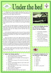 English Worksheet: Urban Legend. Under the bed (Source of the text: http://www.scaryforkids.com)