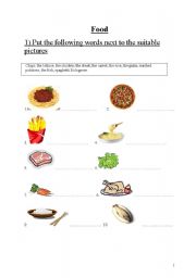 English Worksheet: Food: vocabulary and dialogue 