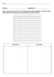 English Worksheet: Make your own crossword