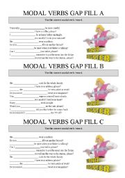 Modals - gap fill (short test A, B, C)