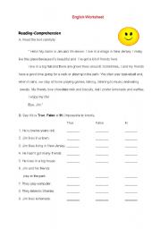 English worksheet: Reading-comprehension (likes/dislikes; daily routine)