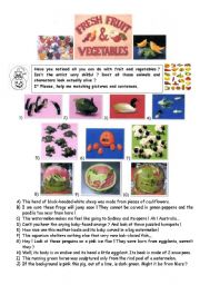 English worksheet: magic fruit & vegetables part 1/2