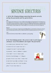 Sentence structures = 4 exercises for ss to practise writing correct sentences and questions. WITH KEY