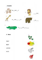 English worksheet: Animals like ....