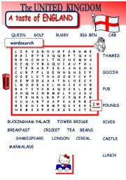 English Worksheet: THE UNITED KINGDOM  - wordsearch