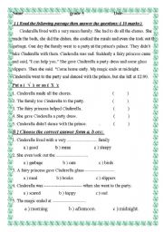 English Worksheet: reading (cinderella)