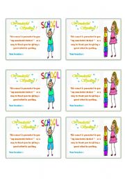 English Worksheet: award (spelling)