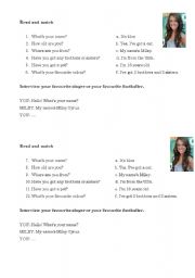 English worksheet: Interview Miley