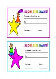 English Worksheet: award (super star)