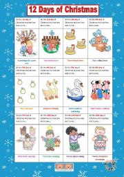 English Worksheet: 12 Days of Christmas