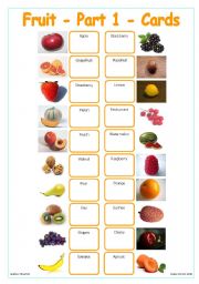 English Worksheet: Fruit - Part 1 - Cards
