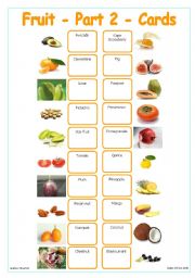 English Worksheet: Fruit - Part 2 - Cards