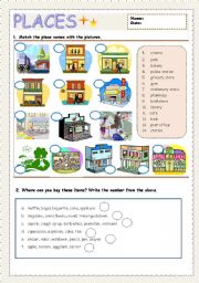 English Worksheet: Place name & Giving direction