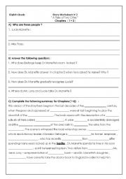 English worksheet: A Tale of Two Cities ( Chapters 1+ 2 ) 
