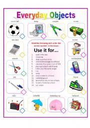 English worksheet: everyday objects 