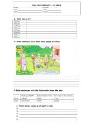 English Worksheet: Daily Routine