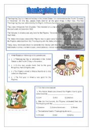 English Worksheet: thanskgiving brief hystory 