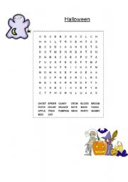 English worksheet: halloween wordsoup