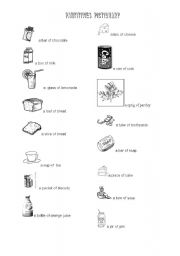 English worksheet: uncountable nouns