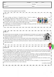 English Worksheet: 8th grade test_hobbies+past 