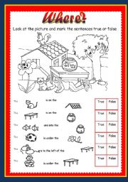 English Worksheet: Where? (editable)