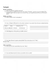 English worksheet: Twilight