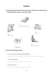 English Worksheet: Animals in Australia