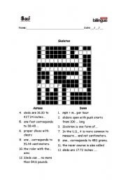 English Worksheet: Skeleton Crossword
