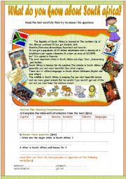 English Worksheet: What do you know about South africa?