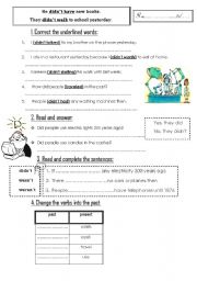 English worksheet: correct the underline wards