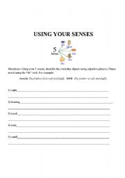 English worksheet: Using your senses