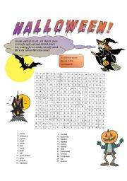 English Worksheet: halloween wordsearch