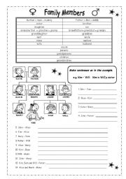 English Worksheet: FAMILY MEMBERS + possessive case